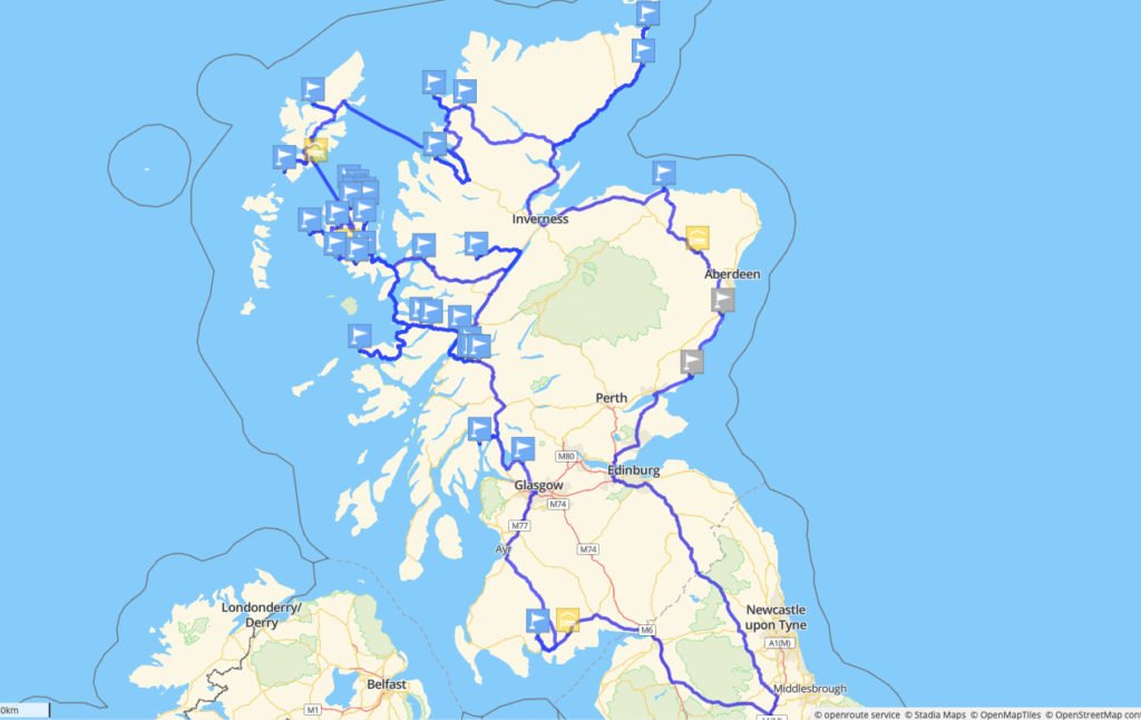 Route unserer Schottland Rundreise