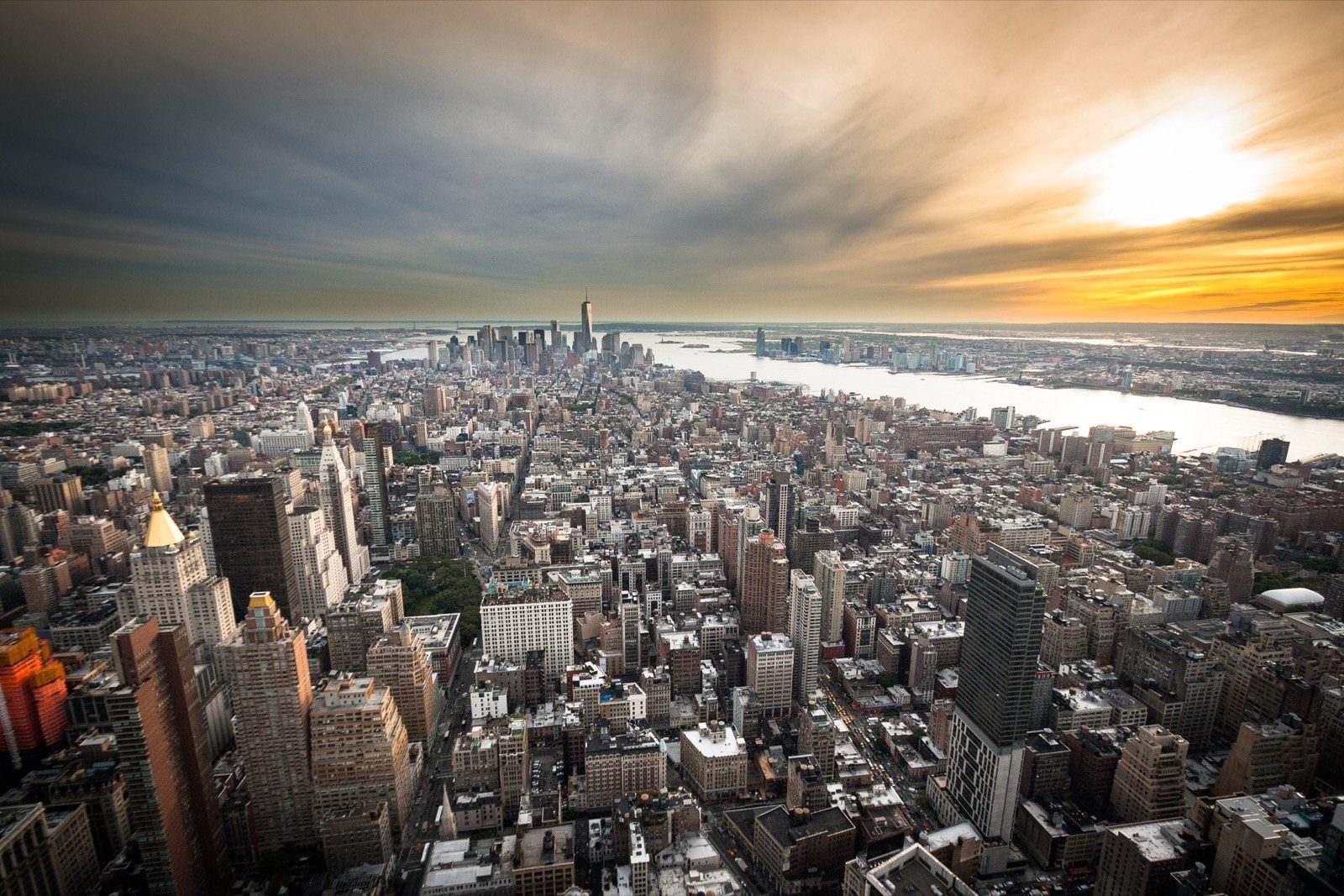 Weitwinkelfoto von New York von oben